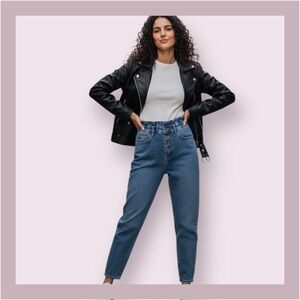 Zara High Rise Paperbag Baggy Button Fly Jeans